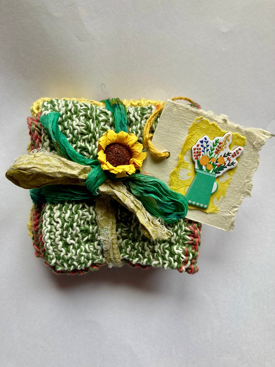 2 eco friendly cotton dishcloths 