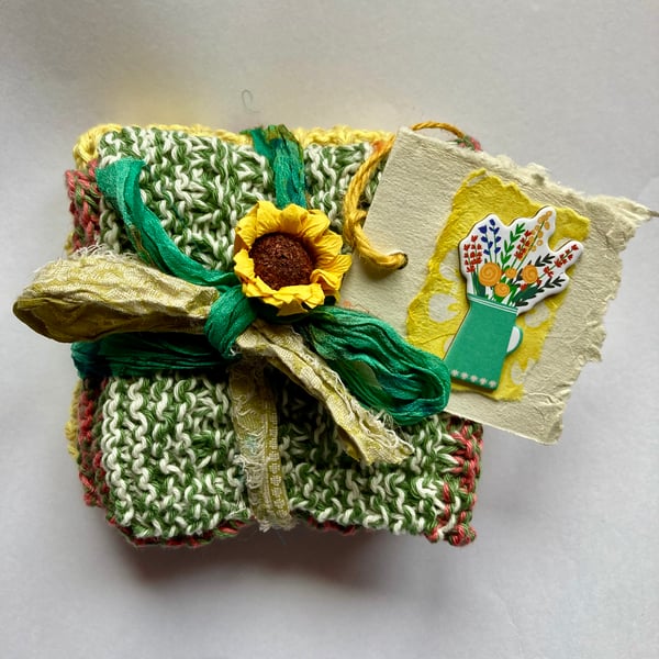 2 eco friendly cotton dishcloths 