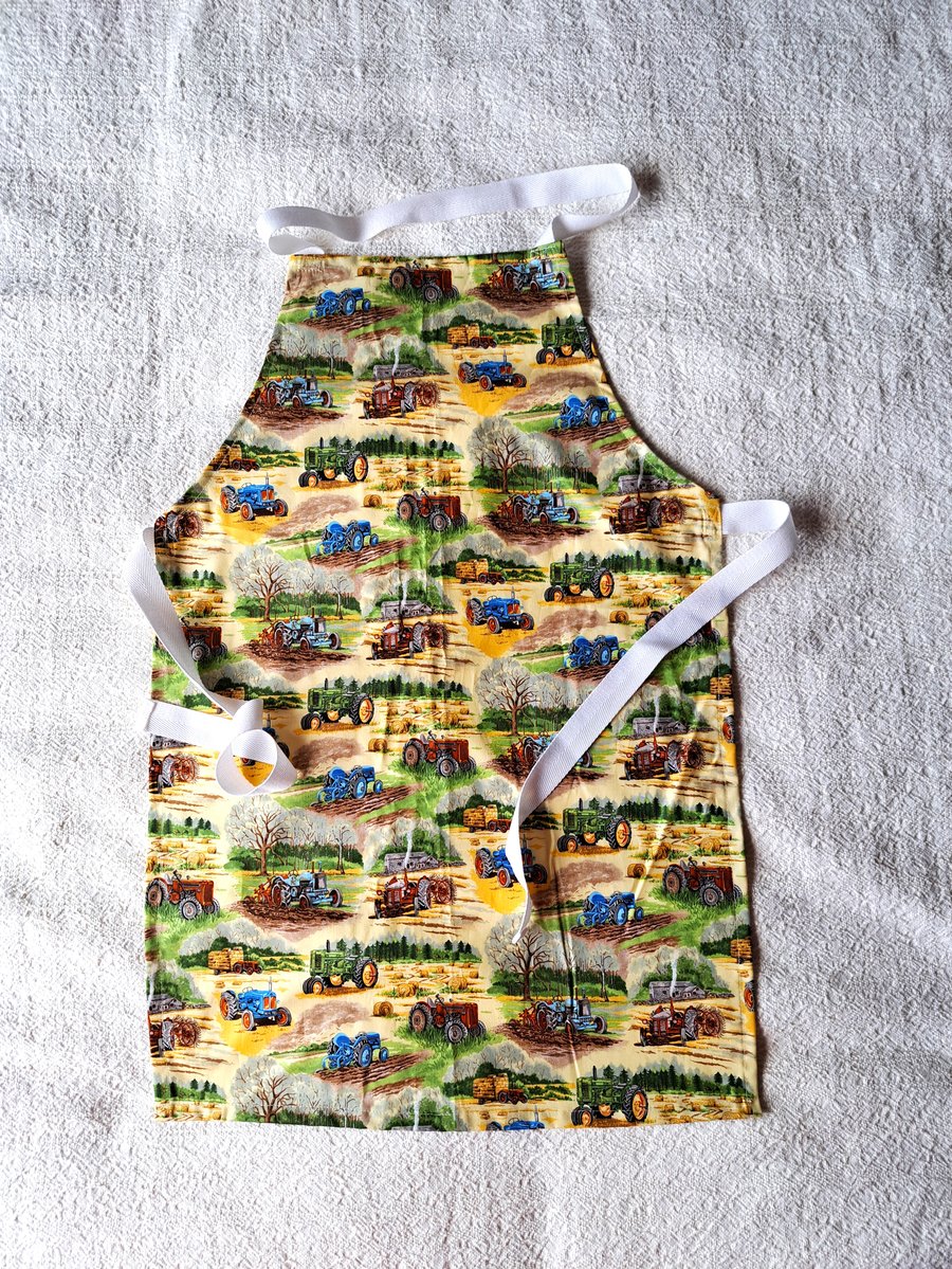 Tractor, Apron, age 10-16, small adult, hand made
