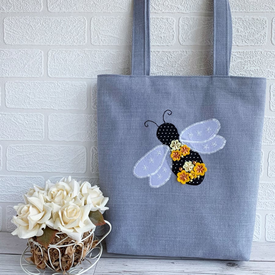 Bee Tote Bag with Floral Bee