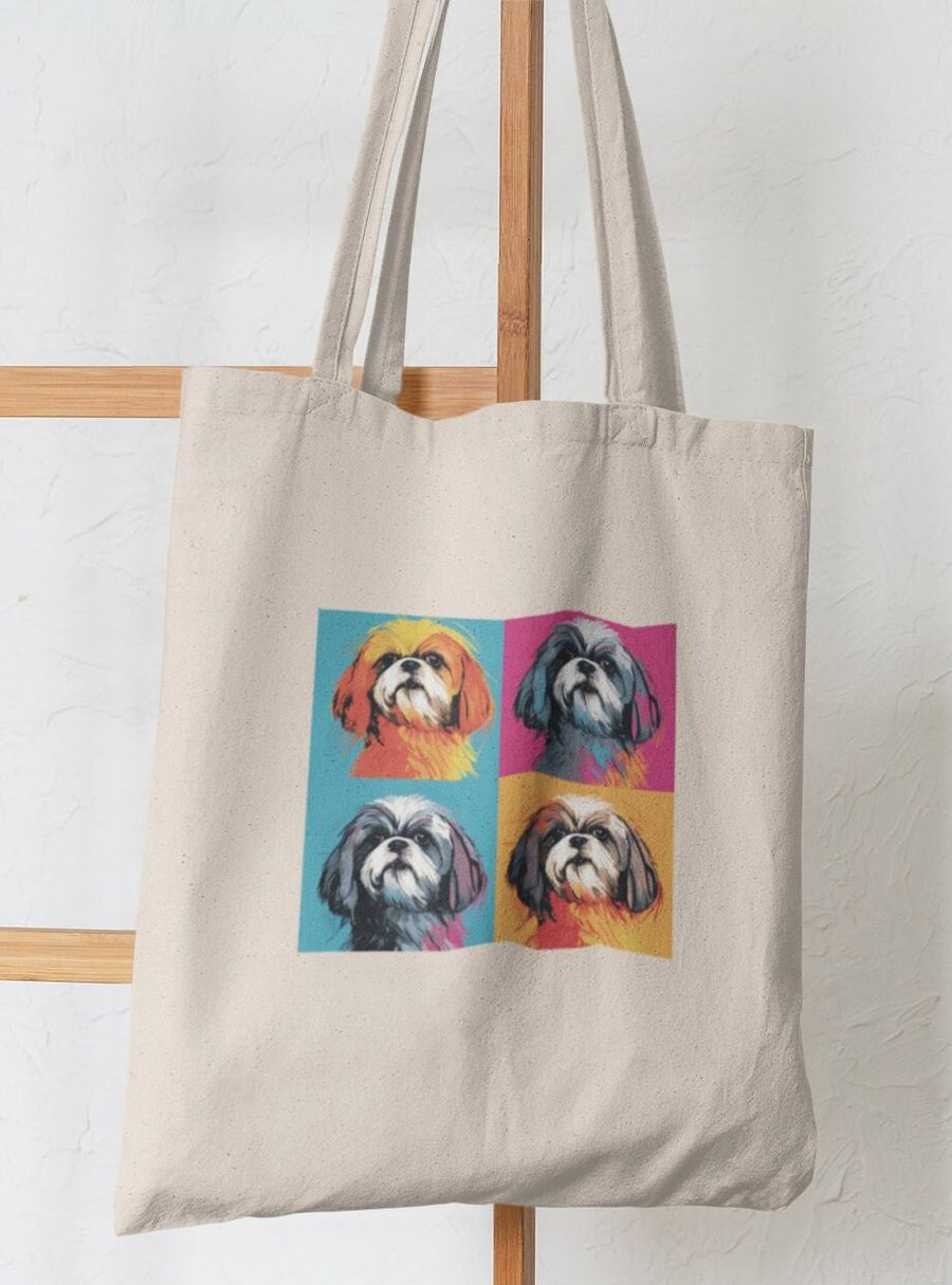 Shih Tzu pop art printed tote bag, shopping bag great gift