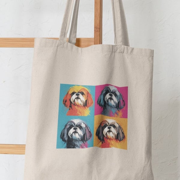 Shih Tzu pop art printed tote bag, shopping bag great gift