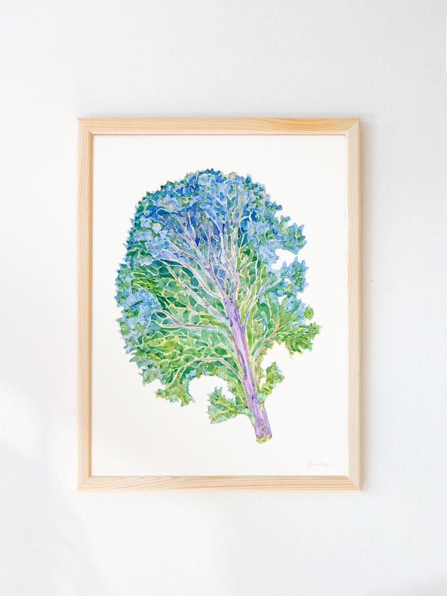 Watercolour Kale Print - Illustrated food art printed sustainably