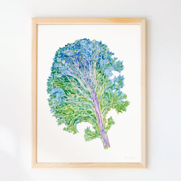 Watercolour Kale Print - Illustrated food art printed sustainably