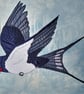 Swallow Embroidered Portrait Greetings Card - Image 2