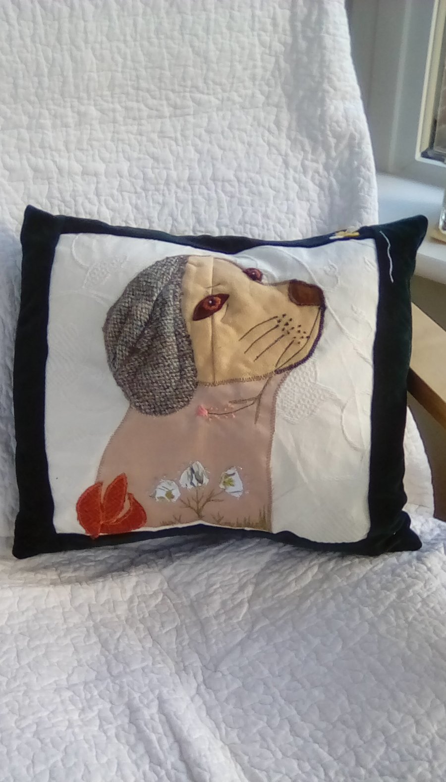 Labrador Cushion, velvet dog cushion, Dog cushion