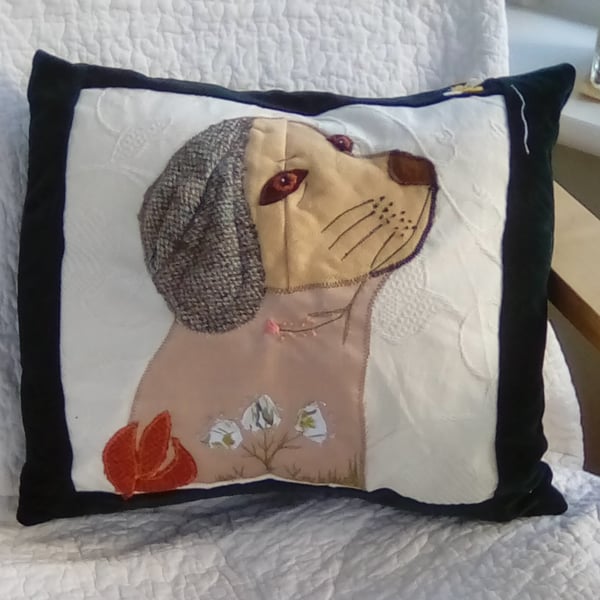 Labrador Cushion, velvet dog cushion, Dog cushion