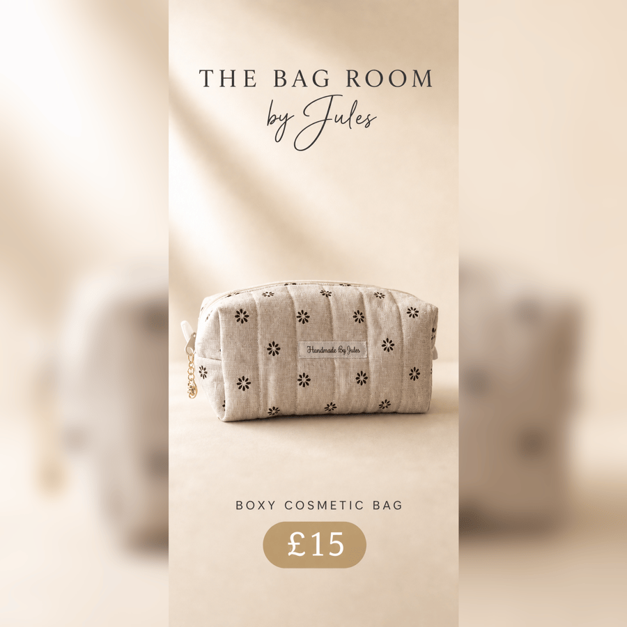 Cream Daisy Cosmetic Bag