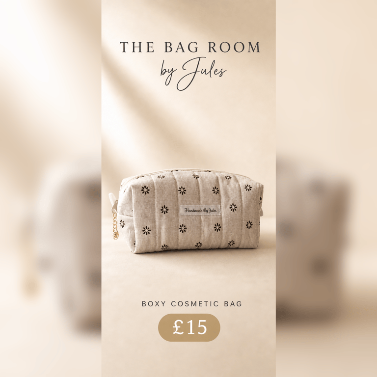 Cream Daisy Cosmetic Bag