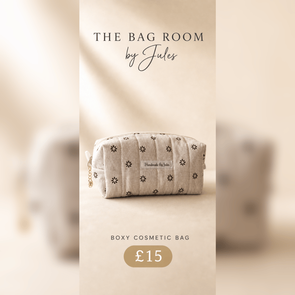 Cream Daisy Cosmetic Bag