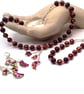 Maroon Glass Bead & Silver Plated Spacer Jewellery with Vitrail Moon and Stars - Image 1