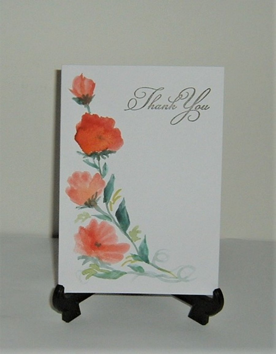 hand painted floral greetings card ( ref F 905 )