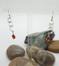 Sterling Silver Spiral Earrings With Amber Bead Drops  - Image 6