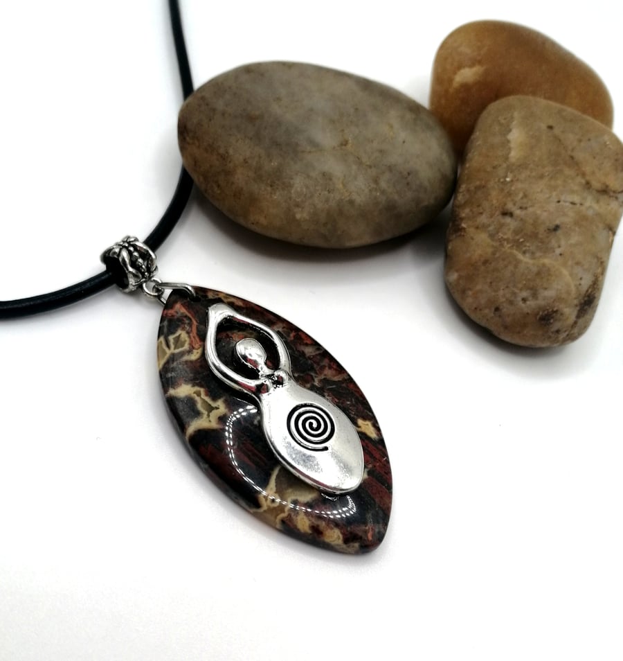 Leopard Jasper Goddess Necklace