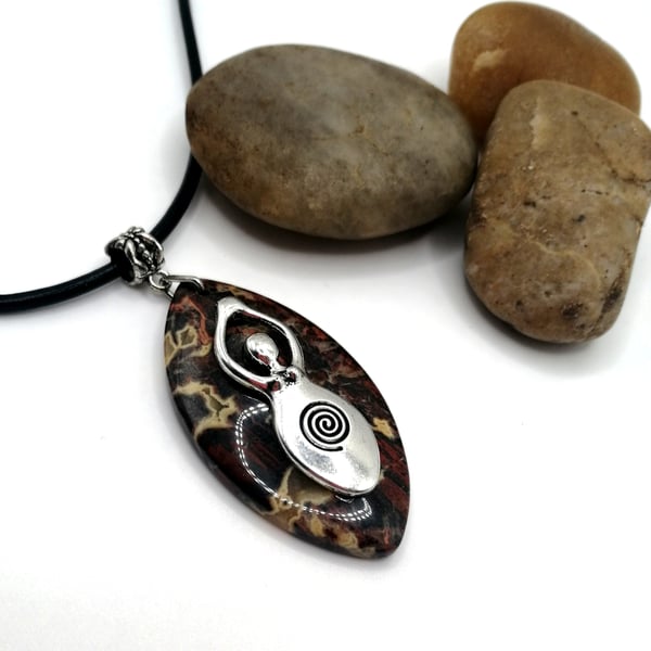 Leopard Jasper Goddess Necklace