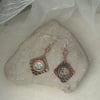 Rustic Copper Diamond Shaped Earrings with Mother of Pearl