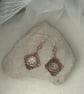 Rustic Copper Diamond Shaped Earrings with Mother of Pearl