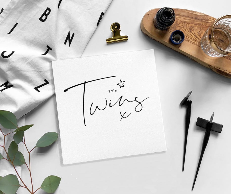 TWINS card - new baby -  birth card