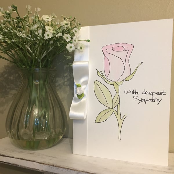 Sympathy Card, Hand Painted Sympathy Card