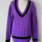 Hand Knitted V Neck Purple Cricket Jumper by Bexknitwear