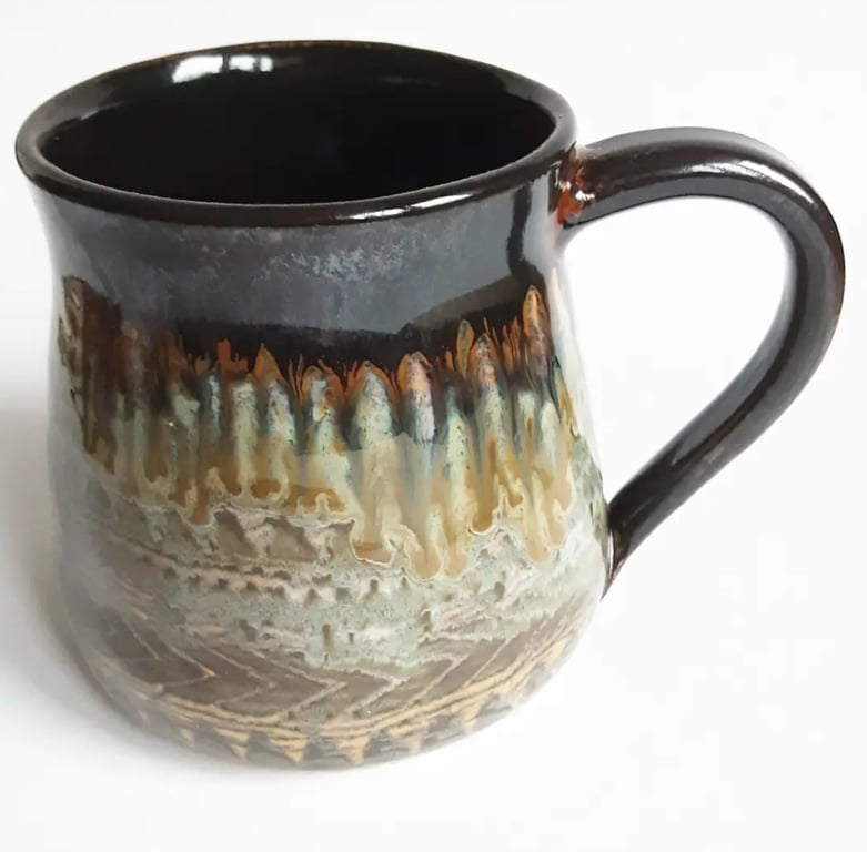 Mug Brown Glazed  - Hand Thrown Stoneware Ceramic Mug 