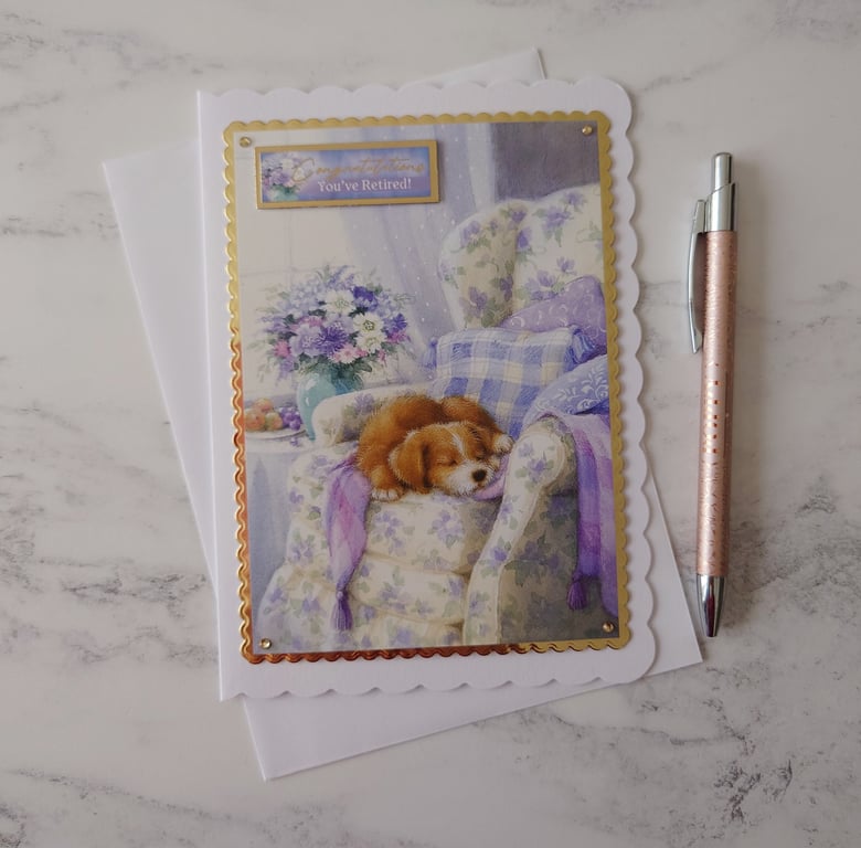 Congratulations You've Retired Puppy Dog 3D Luxury Handmade Card