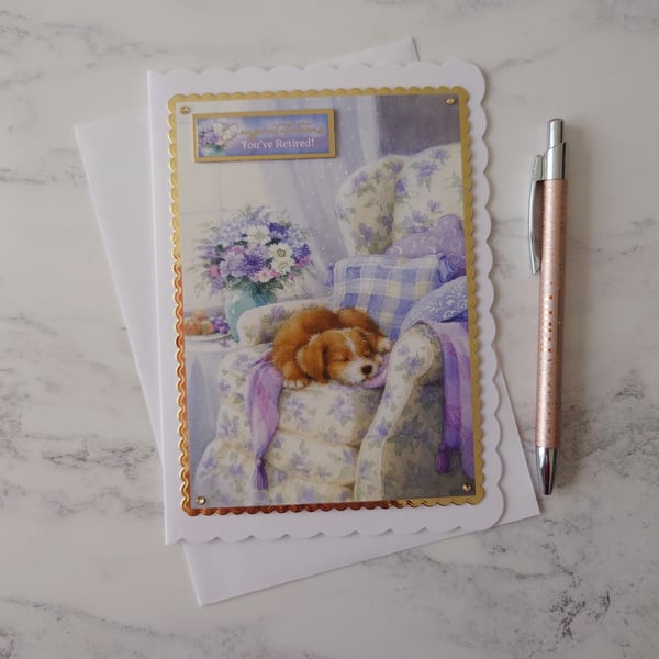Congratulations You've Retired Puppy Dog 3D Luxury Handmade Card