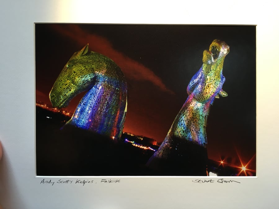 Andy Scott's Kelpies multicolour Signed Mounted Print FREE DELIVERY