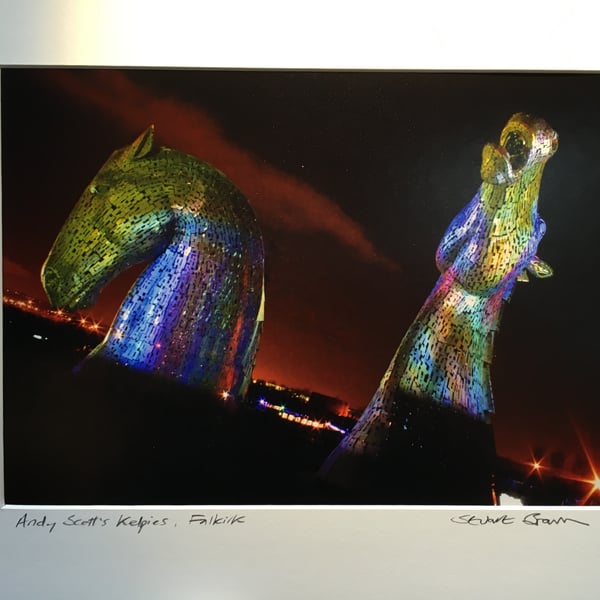 Andy Scott's Kelpies multicolour Signed Mounted Print FREE DELIVERY