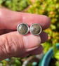 Silver and sapphire round stud earrings  - Image 4