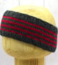 Hand Knitted Adult Headband Grey and Red Cashmere and Merino Small Adult - Image 3