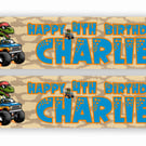 Personalised Birthday Banner Dinosaur on a Monster Truck Design for Birthdays