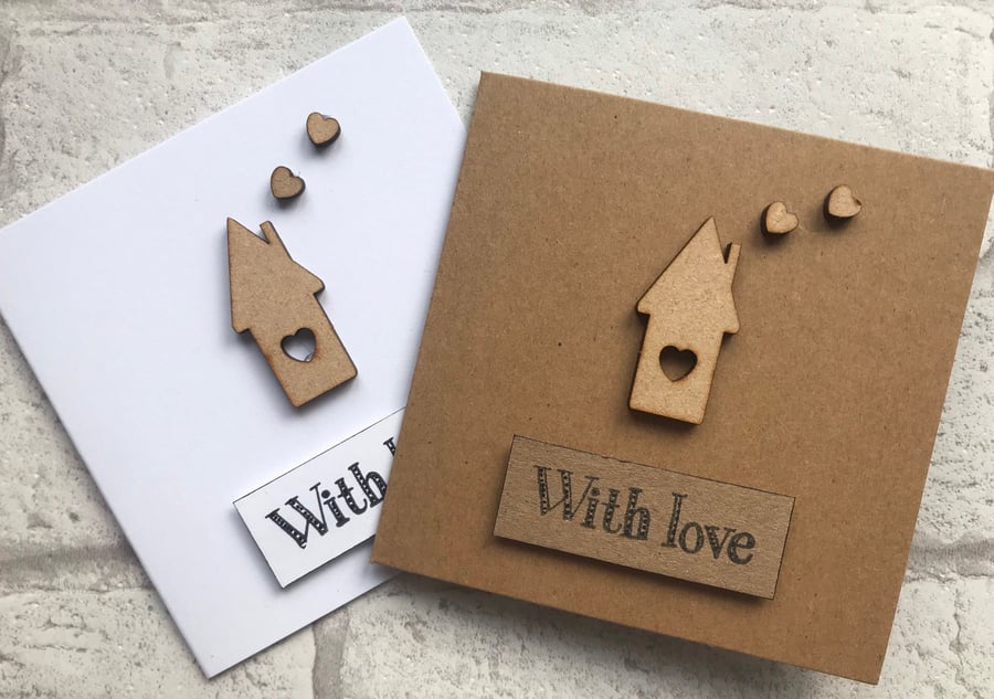 Handmade New Home Card Wooden House Embellishment