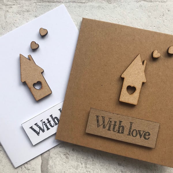 Handmade New Home Card Wooden House Embellishment