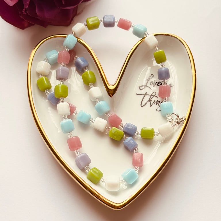 Pastel Coloured Glass Bead Necklace