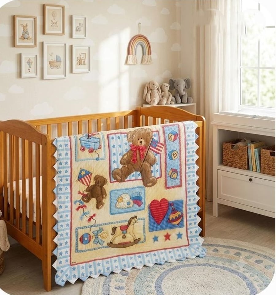 Hand quilted Playtime Baby Quilt or play-mat
