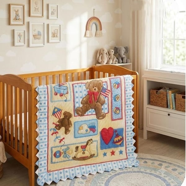 Hand quilted Playtime Baby Quilt or play-mat