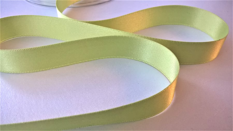 Lime Green satin double faced ribbon, 15mm wide