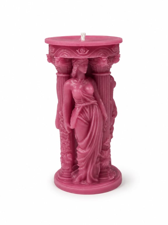 Greek Goddess Pillar Candle - Decorative Handmade Candle - Custom Colour