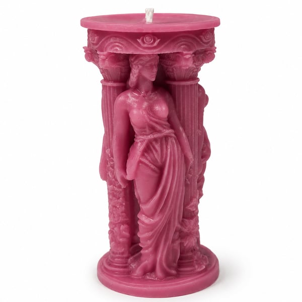 Greek Goddess Pillar Candle - Decorative Handmade Candle - Custom Colour