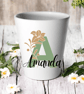 Personalised Green Initial Plant Pot -Succulent Cactus Flower Pot  - Image 1