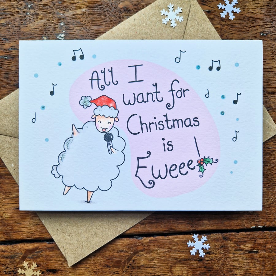 Sheep Christmas Card, Funny Christmas Card, Christmas Song Card