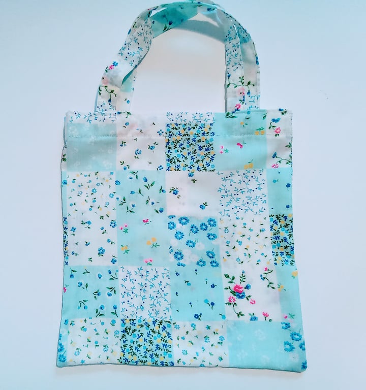 Gift bag, gift wrap, blue gift bag, Birthday gift bag, reusable gift bag, floral