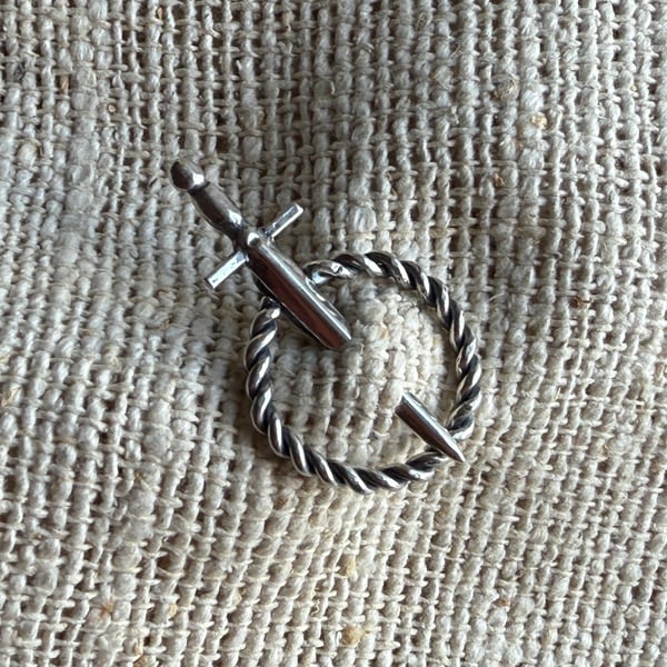 Sterling Silver Sword Annular Brooch Mediaval Style