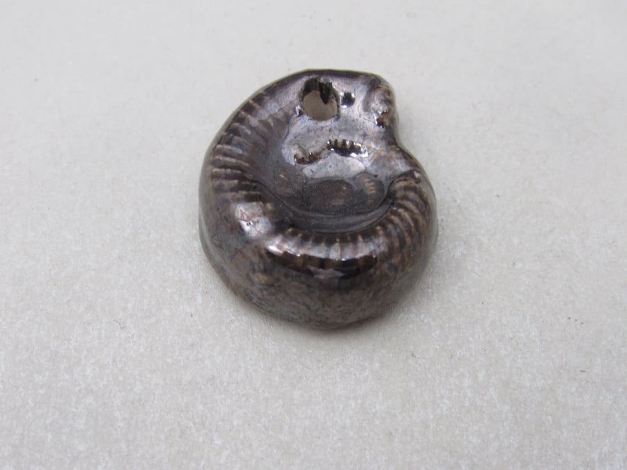 Medium Bronze Ammonite Ceramic Bead