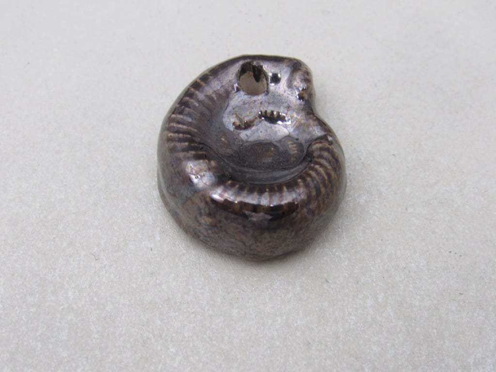 Medium Bronze Ammonite Ceramic Bead