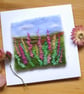 Needle Felted handmade Summer Flowers greeting card - Image 1