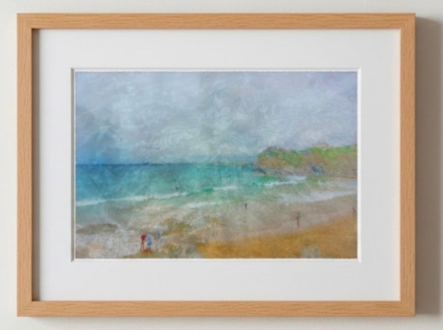 Towan Beach, Newquay Digital Art Print - Cornwall Wall Art 