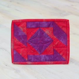 Purple and Red patchwork Mug Rug