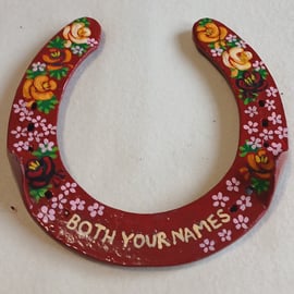 Bespoke handpainted horseshoe - wedding, civil partnership or handfasting